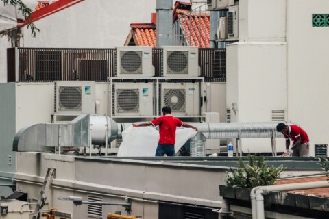 two people working